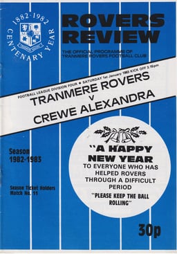 Tranmere Rovers v Crewe Alexandra Match Programme 1983-01-01